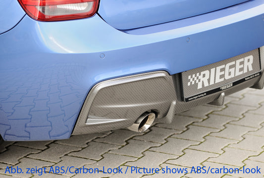 BMW 1er F20  (1K4) Rieger Heckeinsatz nur für M-Paket-Heckschürze für orig. Endrohr li., ABS, schwarz glänzend, für Fzg. mit M-Technik, 
inkl. Montagezubehör, Gutachten