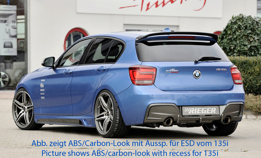 BMW 1er F20  (1K4) Rieger Heckeinsatz nur für M-Paket-Heckschürze für orig. Doppelendrohr li, ABS, schwarz glänzend, für Fzg. mit M-Technik, 
inkl. Montagezubehör, Gutachten