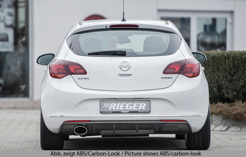 Opel Astra J Rieger Heckeinsatz  für Sportendrohr li., (140x90mm oval), ABS, schwarz glänzend, 
inkl. Montagezubehör, Gutachten