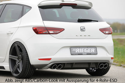 Seat Leon (5F) Rieger Heckschürzenansatz  für Doppelendrohr mittig, ABS, schwarz glänzend, 
inkl. Montagezubehör, Gutachten