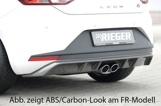 Seat Leon (5F) Rieger Heckschürzenansatz  für Doppelendrohr mittig, ABS, schwarz glänzend, 
inkl. Montagezubehör, Gutachten