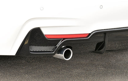 BMW 4er F32  (3C) Rieger Heckeinsatz nur für M-Paket-Heckschürze mit Gittereinsatz li./re., für orig. Endrohr li., ABS, schwarz glänzend, für Fzg. mit M-Technik, 
inkl. Alugitter, Montagezubehör, Gutachten