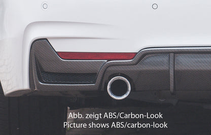BMW 4er F32  (3C) Rieger Heckeinsatz (nur 435i) nur für M-Paket-Heckschürze mit Gittereinsatz li./re., für orig. Endrohr li. u. re. (435i-/440i-Look), ABS, schwarz glänzend, für Fzg. mit M-Technik, 
inkl. Alugitter, Montagezubehör, Gutachten