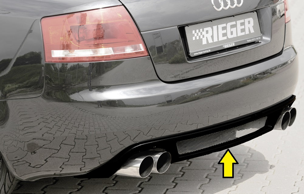 Audi A4 (8H) Rieger Heckeinsatz (GBL-55270) für Doppelendrohr li. u. re., (4x90mm ø), ABS, schwarz glänzend, 
inkl. Alugit...