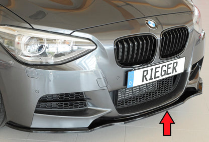 BMW 1er F20  (1K4) Rieger Spoilerschwert für orig. M-Paket-Frontschürze gerade Version, für orig. Frontschürze, ABS, schwarz glänzend, für Fzg. mit M-Technik, 
inkl. Montagezubehör, ABE
