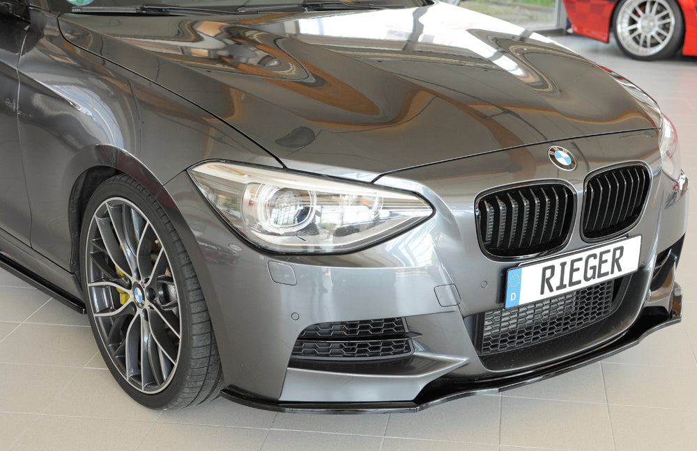 BMW 1er F20  (1K4) Rieger Spoilerschwert für orig. M-Paket-Frontschürze gerade Version, für orig. Frontschürze, ABS, schwarz glänzend, für Fzg. mit M-Technik, 
inkl. Montagezubehör, ABE