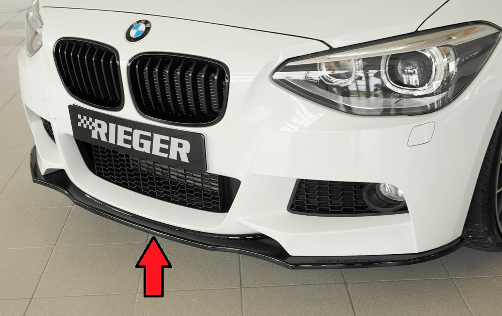 BMW 1er F20  (1K4) Rieger Spoilerschwert für orig. M-Paket-Frontschürze gerade Version, für orig. Frontschürze, ABS, schwarz glänzend, für Fzg. mit M-Technik, 
inkl. Montagezubehör, ABE