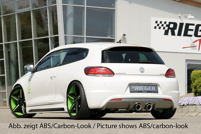 VW Scirocco 3 (13) Rieger Heckeinsatz für R-Line Heckschürze  für Doppelendrohr mittig, (2x100mm ø), ABS, schwarz glänzend, für Fzg. mit R-Line Exterieur, 
inkl. Gutachten, Montagezubehör
