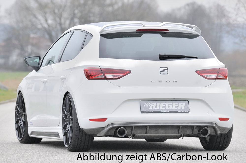 Seat Leon (5F) Rieger Heckschürzenansatz  für Sportendrohr li. u. re., (100mm ø), ABS, schwarz glänzend, 
inkl. Montagezubehör, Gutachten