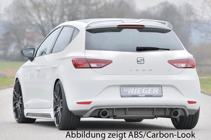 Seat Leon (5F) Rieger Heckschürzenansatz  für Sportendrohr li. u. re., (100mm ø), ABS, schwarz glänzend, 
inkl. Montagezubehör, Gutachten