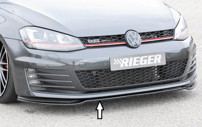 VW Golf 7 GTD Rieger Spoilerschwert nur für GTI / GTD für orig. Frontschürze für orig. Frontschürze, ABS, schwarz glänzend, 
inkl. Montagezubehör, ABE