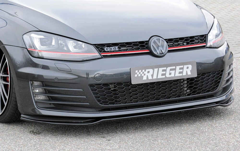 VW Golf 7 GTD Rieger Spoilerschwert nur für GTI / GTD für orig. Frontschürze für orig. Frontschürze, ABS, schwarz glänzend, 
inkl. Montagezubehör, ABE