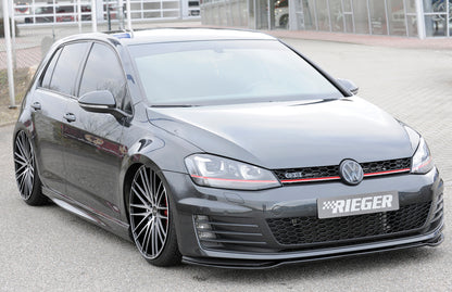 VW Golf 7 GTD Rieger Spoilerschwert nur für GTI / GTD für orig. Frontschürze für orig. Frontschürze, ABS, schwarz glänzend, 
inkl. Montagezubehör, ABE