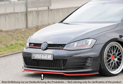 VW Golf 7 GTD Rieger Spoilerschwert nur für GTI / GTD für orig. Frontschürze für orig. Frontschürze, ABS, schwarz glänzend, 
inkl. Montagezubehör, ABE