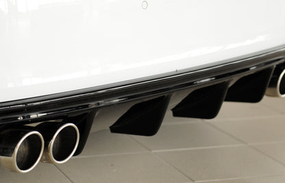 Audi A3 (8V) Rieger Heckeinsatz (GBL56787)  für Doppelendrohr li. u. re., ABS, schwarz glänzend, für Fzg. ohne S-Line Exterieur, 
inkl. Montagezubehör, Gutachten