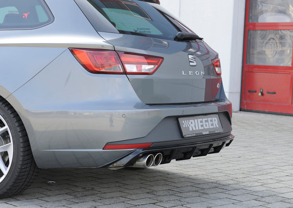 Seat Leon FR (5F) Rieger Heckeinsatz  für Doppelendrohr li., ABS, schwarz glänzend, 
inkl. Montagezubehör, Gutachten