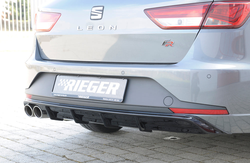 Seat Leon FR (5F) Rieger Heckeinsatz  für Doppelendrohr li., ABS, schwarz glänzend, 
inkl. Montagezubehör, Gutachten