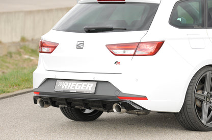 Seat Leon FR (5F) Rieger Heckeinsatz  für Sportendrohr li. u. re., (100mm ø), ABS, schwarz glänzend, 
inkl. Montagezubehör, Gutachten