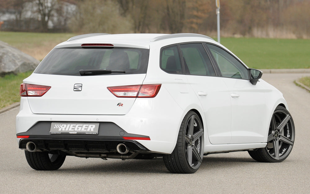 Seat Leon FR (5F) Rieger Heckeinsatz  für Sportendrohr li. u. re., (100mm ø), ABS, schwarz glänzend, 
inkl. Montagezubehör, Gutachten