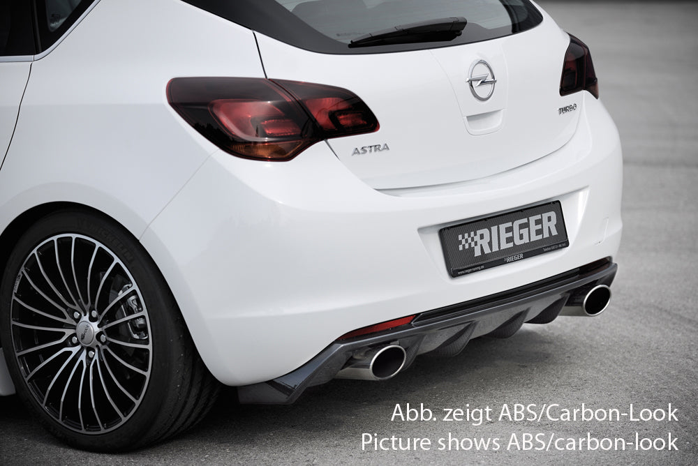Opel Astra J Rieger Heckeinsatz (GBL-51316)  für Sportendrohr li. u. re., (140x90mm oval), ABS, schwarz glänzend, 
inkl. Montagezubehör, Gutachten