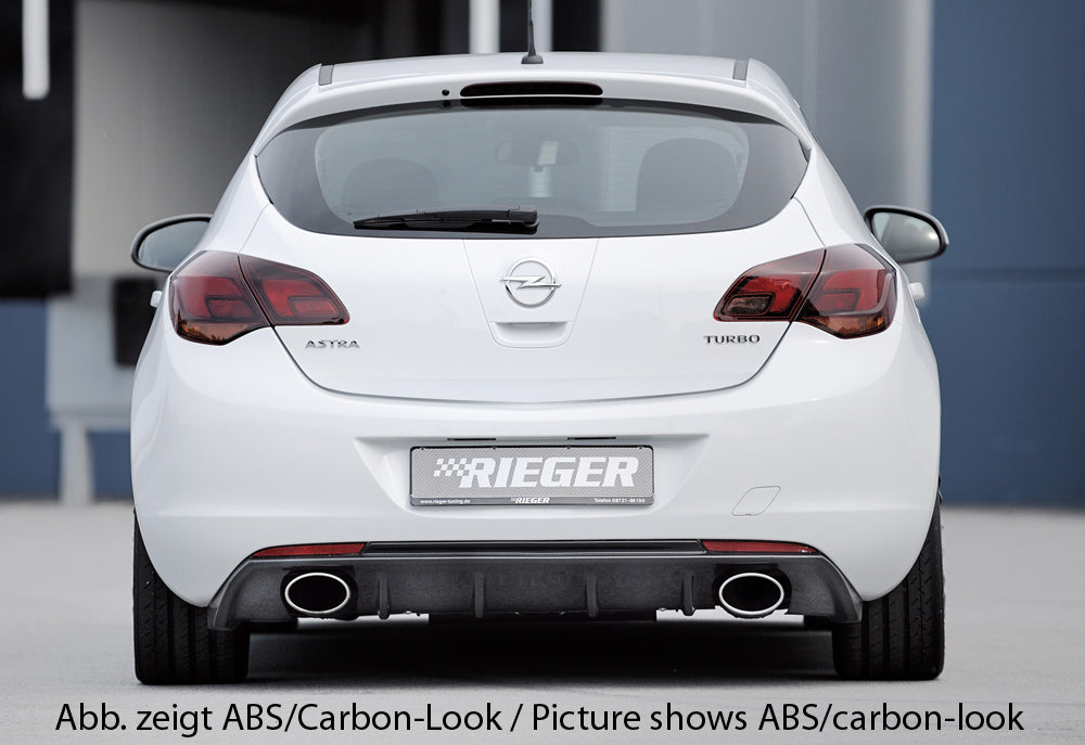 Opel Astra J Rieger Heckeinsatz (GBL-51316)  für Sportendrohr li. u. re., (140x90mm oval), ABS, schwarz glänzend, 
inkl. Montagezubehör, Gutachten