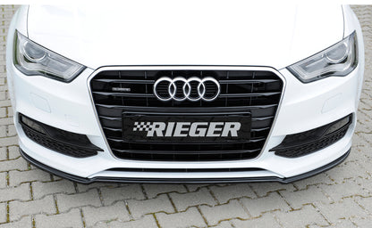Audi A3 (8V) Rieger Spoilerschwert für orig. S-Line Frontschürze gekantete Version, für orig. Frontschürze, ABS, schwarz glänzend, für Fzg. mit S-Line Exterieur, 
inkl. Montagezubehör, ABE