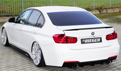 BMW 3er F30  (3L) Rieger Heckeinsatz nur für M-Paket-Heckschürze für orig. Endrohr li. u. re. (335i/340i Look), ABS, schwarz glänzend, für Fzg. mit M-Technik, 
inkl. Montagezubehör, Gutachten