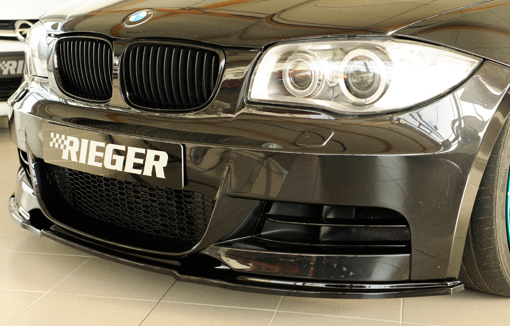 BMW 1er E82, E88  (182 / 1C) Rieger Spoilerschwert nur für M-Paket-Frontschürze gekantete Version, für orig. Frontschürze, ABS, schwarz glänzend, für Fzg. mit M-Technik, 
inkl. Montagezubehör, ABE