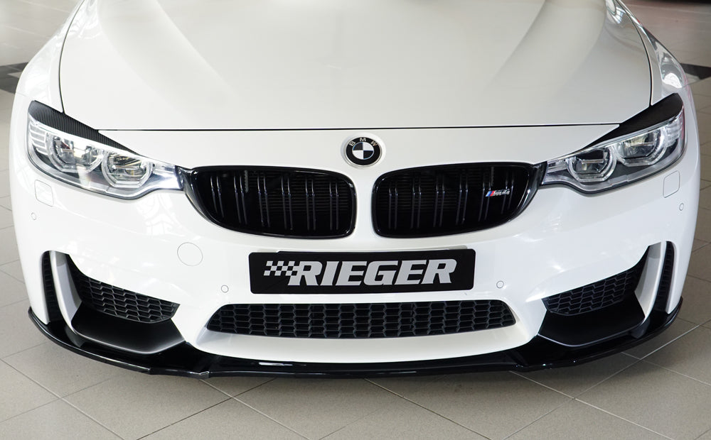 BMW 3er F80 M3 (M3) Rieger Spoilerschwert für Frontschürze ohne BMW-Performance Frontaufsatz gekantete Version, für orig. Frontschürze, ABS, schwarz glänzend, 
inkl. ABE, Montagezubehör