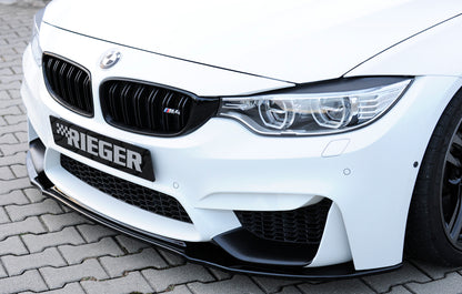BMW 3er F80 M3 (M3) Rieger Spoilerschwert für Frontschürze ohne BMW-Performance Frontaufsatz gekantete Version, für orig. Frontschürze, ABS, schwarz glänzend, 
inkl. ABE, Montagezubehör