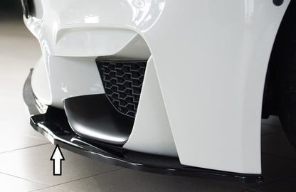 BMW 3er F80 M3 (M3) Rieger Spoilerschwert für Frontschürze ohne BMW-Performance Frontaufsatz gekantete Version, für orig. Frontschürze, ABS, schwarz glänzend, 
inkl. ABE, Montagezubehör