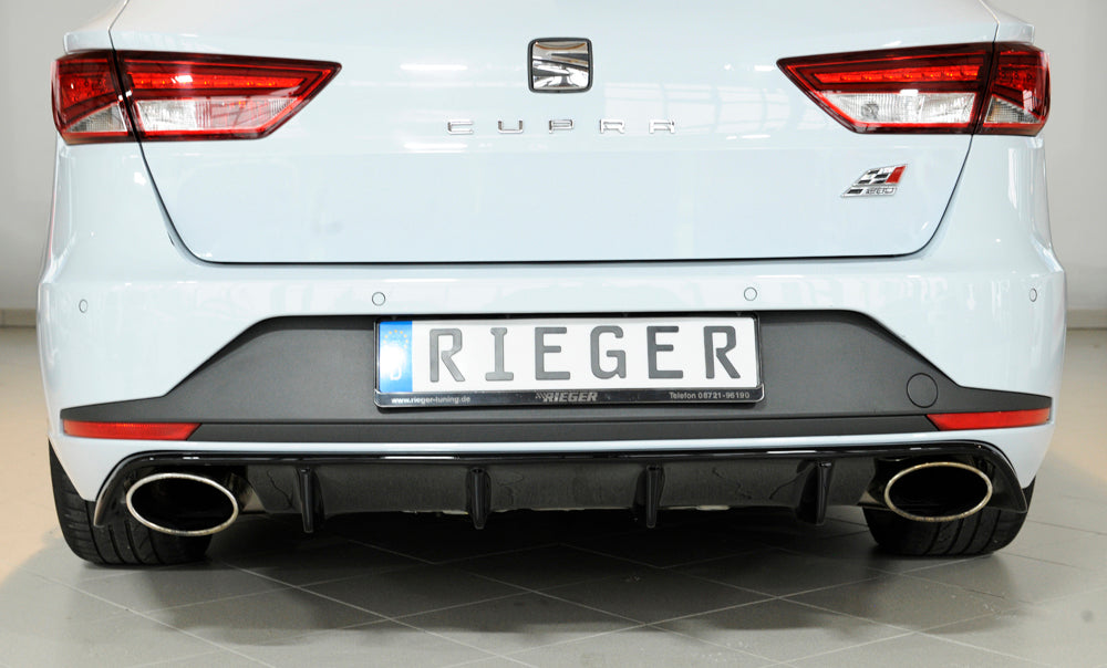 Seat Leon Cupra (5F) Rieger Heckeinsatz  für orig. Endrohr li. u. re., ABS, schwarz glänzend, 
inkl. Montagezubehör, Gutachten