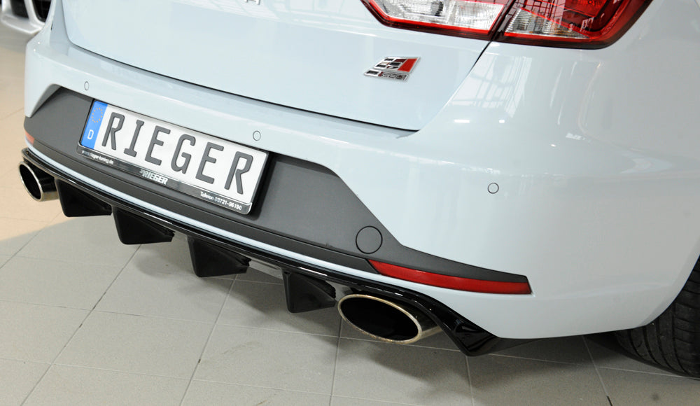 Seat Leon Cupra (5F) Rieger Heckeinsatz  für orig. Endrohr li. u. re., ABS, schwarz glänzend, 
inkl. Montagezubehör, Gutachten