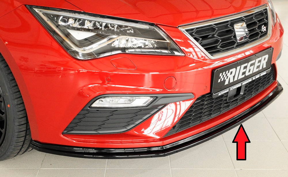 Seat Leon Cupra (5F) Rieger Spoilerschwert für orig. FR-/ Cupra-Frontschürze für orig. Frontschürze, ABS, schwarz glänzend, 
inkl. Montagezubehör, ABE