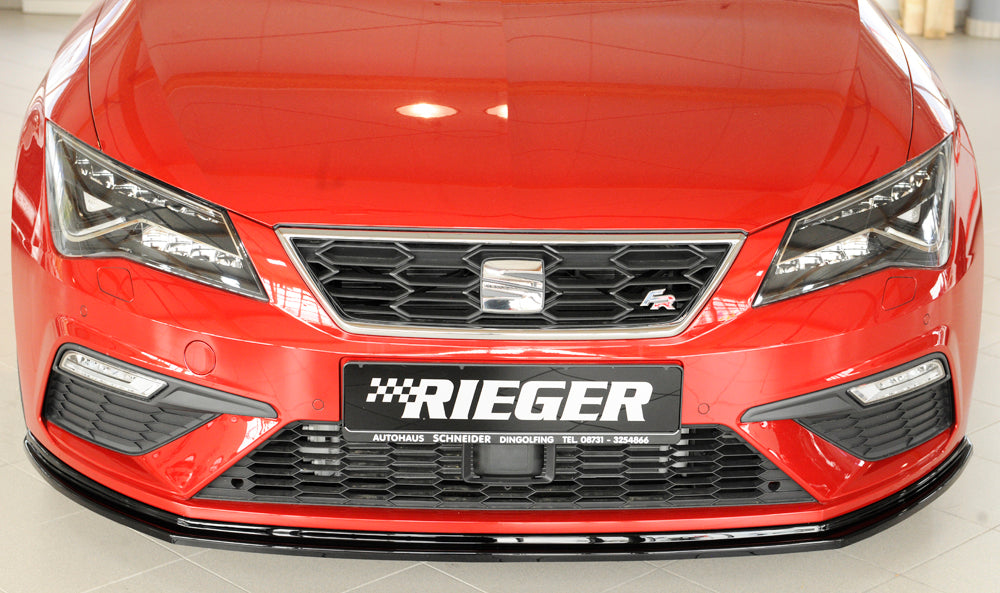 Seat Leon Cupra (5F) Rieger Spoilerschwert für orig. FR-/ Cupra-Frontschürze für orig. Frontschürze, ABS, schwarz glänzend, 
inkl. Montagezubehör, ABE