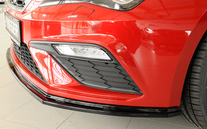 Seat Leon Cupra (5F) Rieger Spoilerschwert für orig. FR-/ Cupra-Frontschürze für orig. Frontschürze, ABS, schwarz glänzend, 
inkl. Montagezubehör, ABE