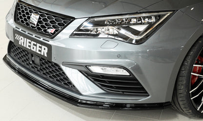 Seat Leon Cupra (5F) Rieger Spoilerschwert für orig. FR-/ Cupra-Frontschürze für orig. Frontschürze, ABS, schwarz glänzend, 
inkl. Montagezubehör, ABE