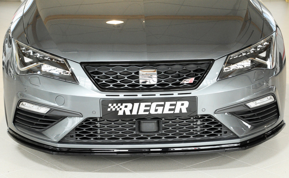 Seat Leon Cupra (5F) Rieger Spoilerschwert für orig. FR-/ Cupra-Frontschürze für orig. Frontschürze, ABS, schwarz glänzend, 
inkl. Montagezubehör, ABE