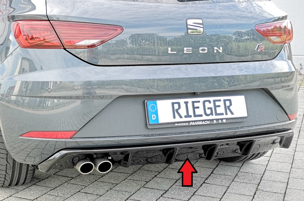 Seat Leon FR (5F) Rieger Heckeinsatz für Doppelendrohr li., ABS, schwarz glänzend, 
inkl. Montagezubehör, Gutachten