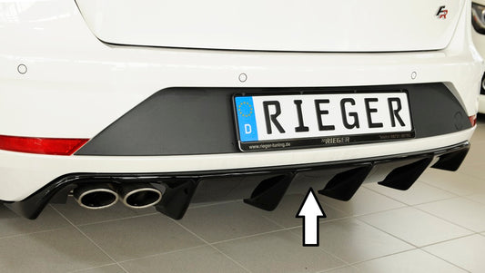 Seat Leon FR (5F) Rieger Heckeinsatz für Fzg. ohne Anhängekupplung für Doppelendrohr li., ABS, schwarz glänzend, 
inkl. Montagezubehör, Gutachten