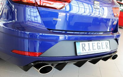 Seat Leon Cupra (5F) Rieger Heckeinsatz  für orig. Endrohr li. u. re., ABS, schwarz glänzend, 
inkl. Montagezubehör, Gutachten