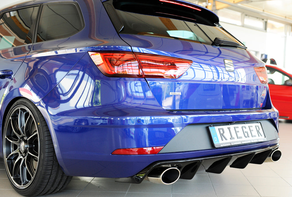 Seat Leon Cupra (5F) Rieger Heckeinsatz  für orig. Endrohr li. u. re., ABS, schwarz glänzend, 
inkl. Montagezubehör, Gutachten