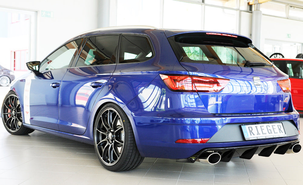 Seat Leon Cupra (5F) Rieger Heckeinsatz  für orig. Endrohr li. u. re., ABS, schwarz glänzend, 
inkl. Montagezubehör, Gutachten
