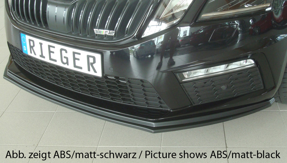 Skoda Octavia RS (5E) Rieger Spoilerschwert für orig. RS-Frontschürze für orig. Frontschürze, ABS, schwarz glänzend, 
inkl. Montagezubehör, ABE