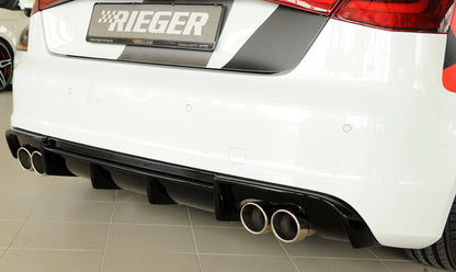 Audi A3 (8V) Rieger Heckeinsatz  für Doppelendrohr li. u. re., (4x90mm ø), ABS, schwarz glänzend, für Fzg. mit S-Line Exterieur, 
inkl. Montagezubehör, Gutachten