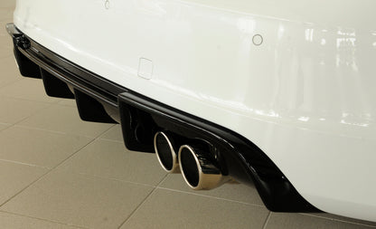 Audi A3 (8V) Rieger Heckeinsatz  für Doppelendrohr li. u. re., (4x90mm ø), ABS, schwarz glänzend, für Fzg. mit S-Line Exterieur, 
inkl. Montagezubehör, Gutachten