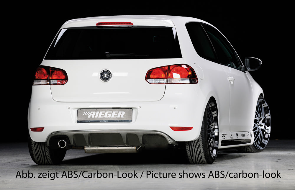 VW Golf 6 Rieger Heckeinsatz (GBL-59510)  für orig. Endrohr li., ABS, schwarz glänzend, 
inkl. Montagezubehör, Gutachten
