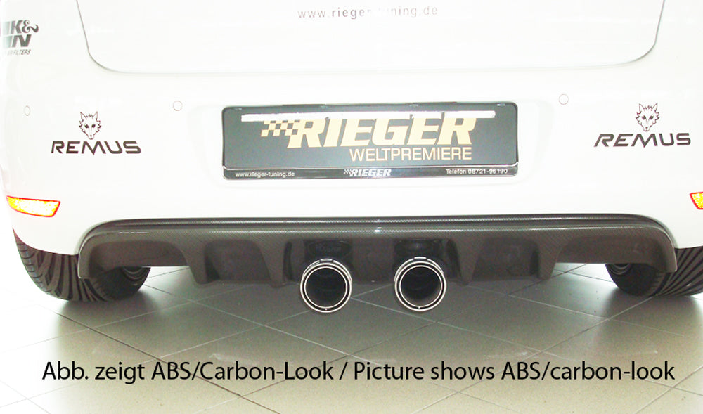 VW Golf 6 Rieger Heckeinsatz (GBL-59514)  für Doppelendrohr mittig, ABS, schwarz glänzend, 
inkl. Montagezubehör, Gutachten