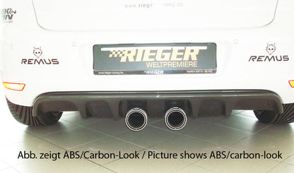 VW Golf 6 Rieger Heckeinsatz (GBL-59514)  für Doppelendrohr mittig, ABS, schwarz glänzend, 
inkl. Montagezubehör, Gutachten