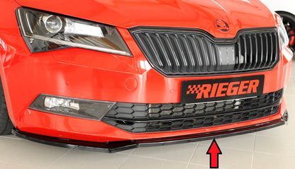 Skoda Superb III (3T/3V) Rieger Spoilerschwert für orig. Frontschürze für orig. Frontschürze, ABS, schwarz glänzend, 
inkl. Montagezubehör, ABE